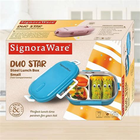 Signoraware Duo Star Stainless Steel Lunch Box For Kids Adults, 